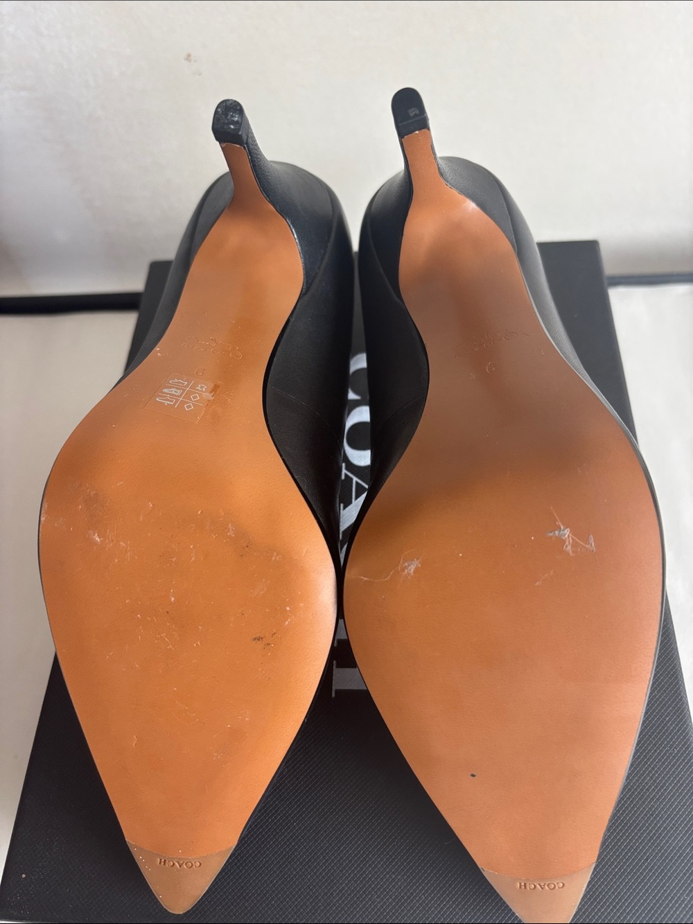 COACH Black Leather Pointed-Toe Pumps - Picture 9 of 12